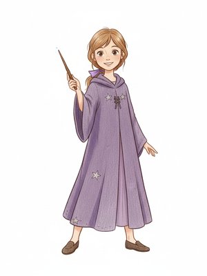 Zara the Young Sorceress in Gentle Pencil - Full Colored Illustration