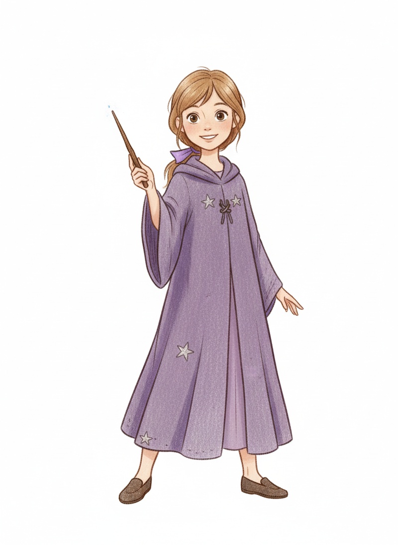 Zara the Young Sorceress in Gentle Pencil - Full Colored Illustration