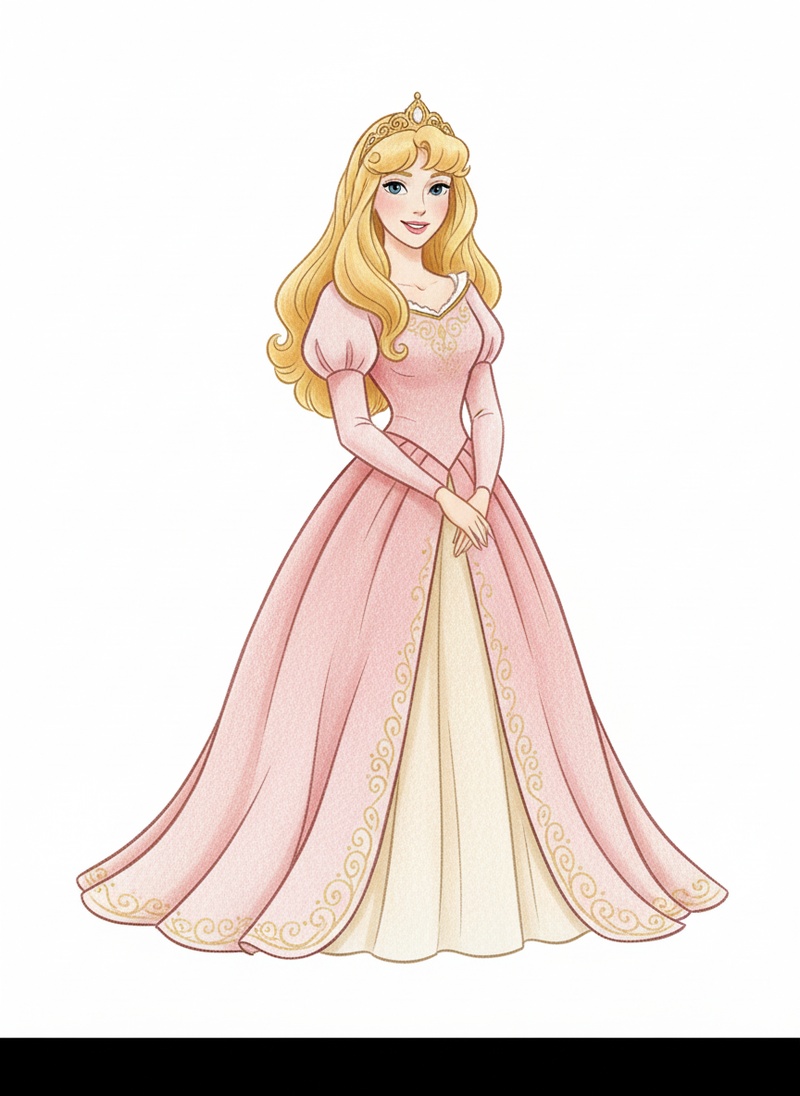 Princess Aurora Royal in Gentle Pencil - Full Colored Illustration