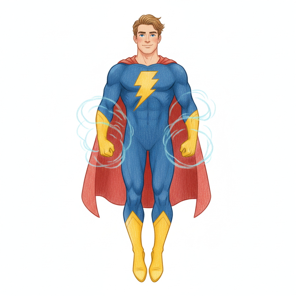 Captain Thunder the Superhero - Full Colored Illustration
