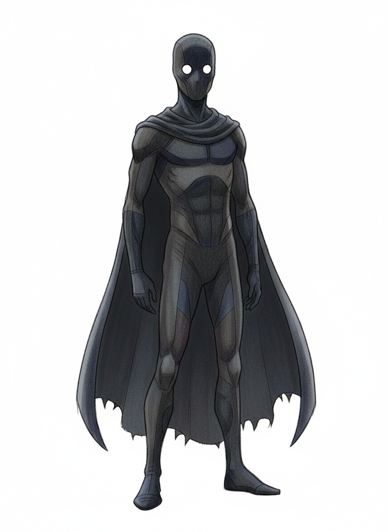 Shadow Strike the Stealth Hero in Gentle Pencil - Full Colored Illustration