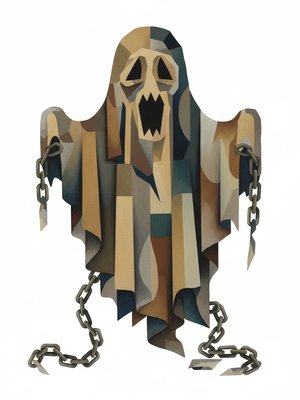 Spook the Scary Ghost in Cubist Painting