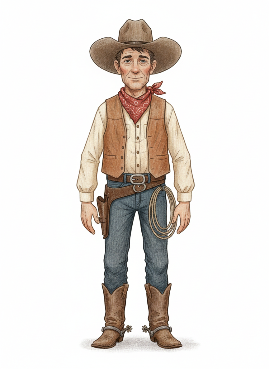 Buck the Cowboy - Full Colored Illustration