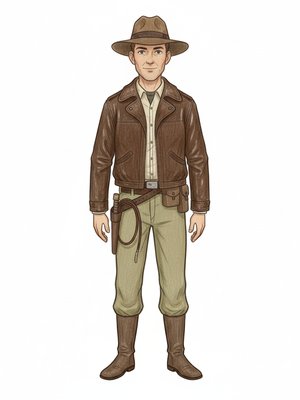 Silas Drake the Archaeologist in Gentle Pencil - Full Colored Illustration