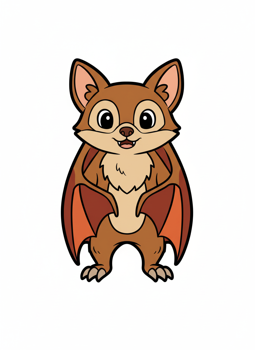 Glide the Flying Fox Bat - Full Colored Illustration