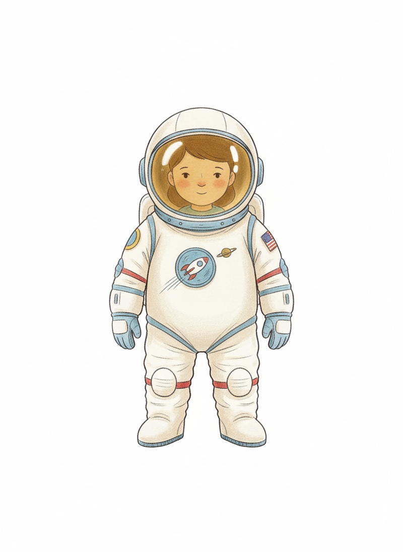 Captain Nova the Astronaut in Gentle Pencil - Full Colored Illustration