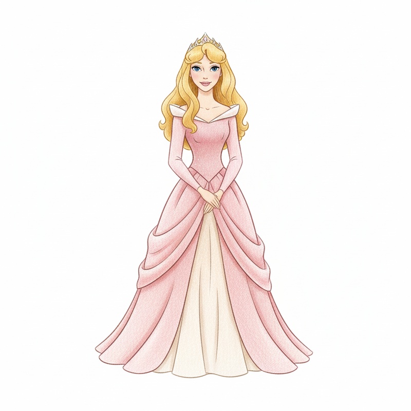 Princess Aurora the Royal in Gentle Pencil - Full Colored Illustration
