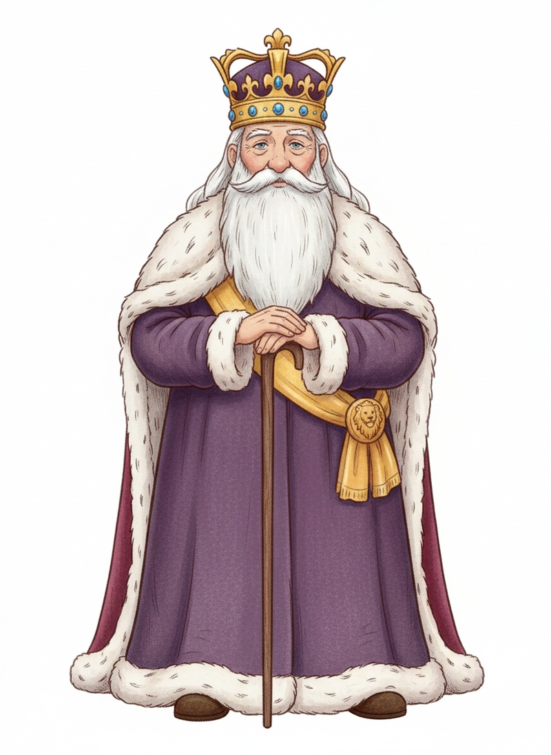 King Wisdom the Ruler in Gentle Pencil - Full Colored Illustration