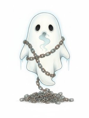 Spook the Scary Ghost in Gentle Pencil - Full Colored Illustration