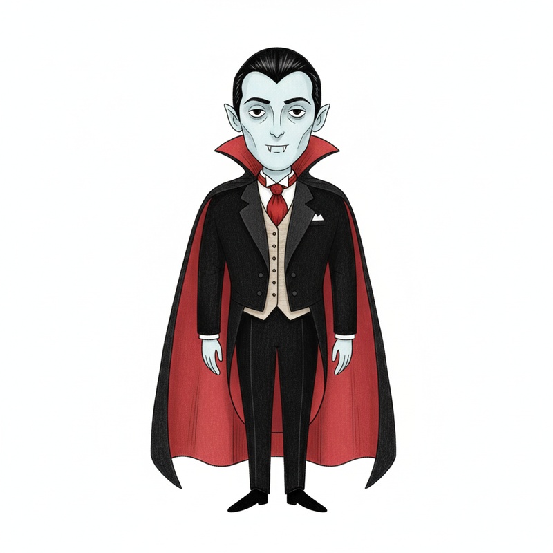 Count Dracula the Vampire in Gentle Pencil - Full Colored Illustration