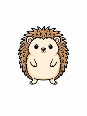 Quill the Hedgehog in Classic Coloring Book - Full Colored Illustration