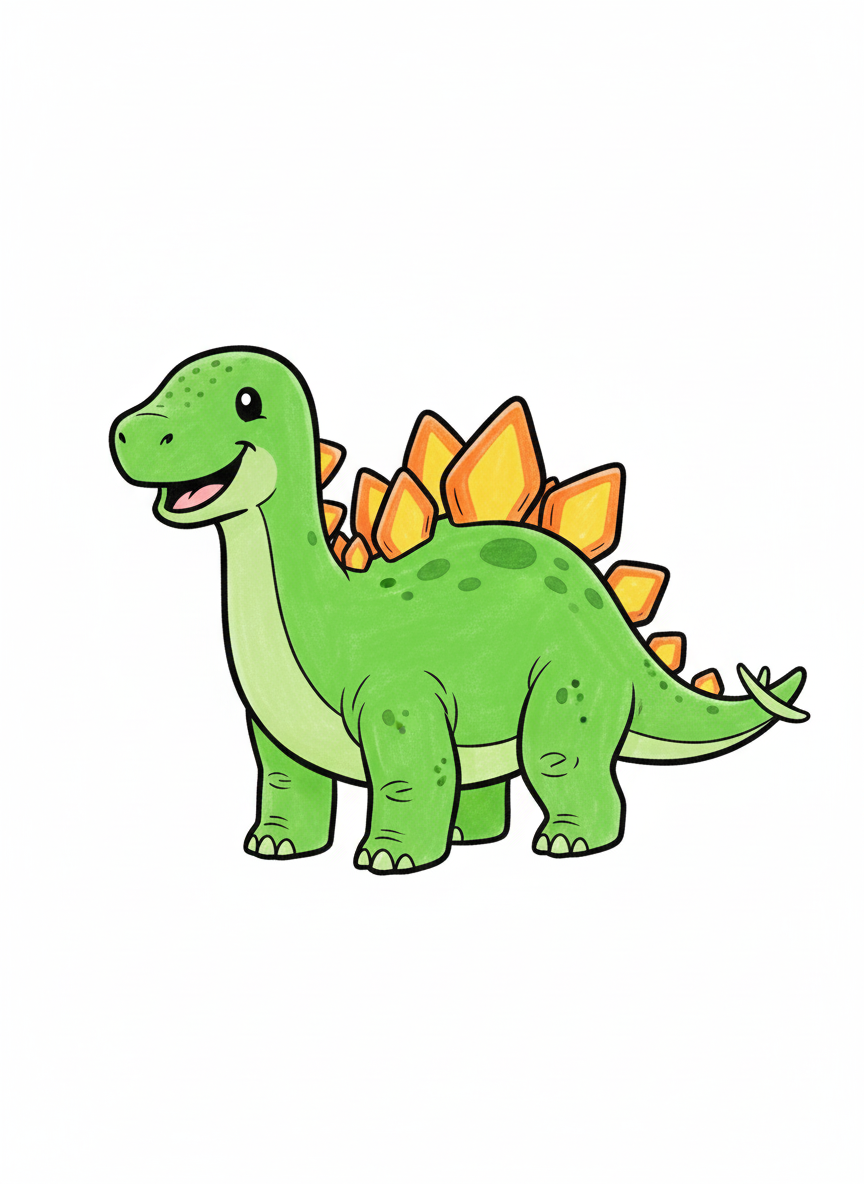 Spike the Stegosaurus - Full Colored Illustration