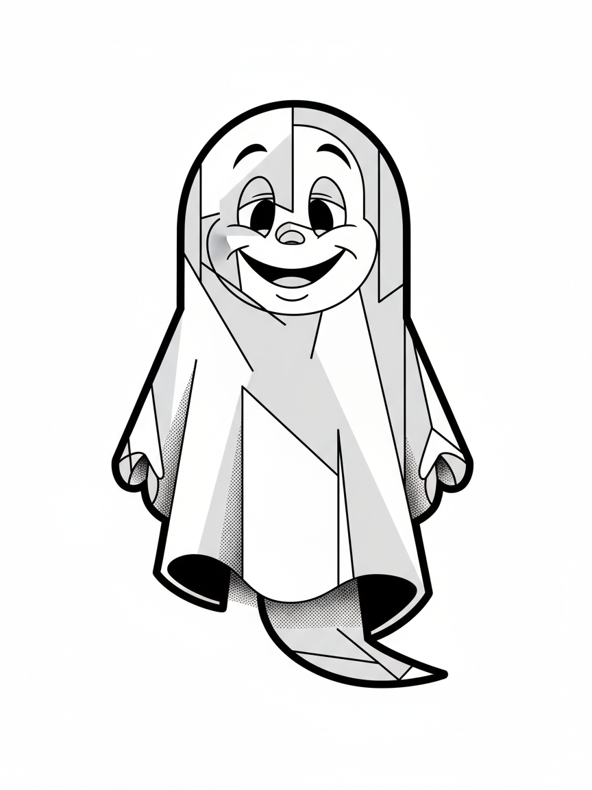Casper the Friendly Ghost - Black & White Illustration