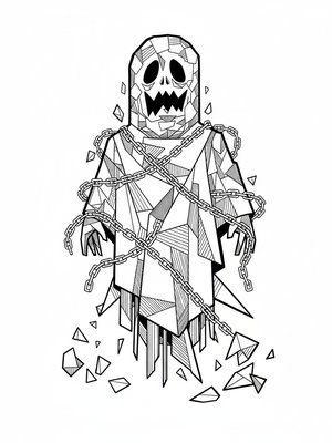 Spook the Scary Ghost in Cubist Painting