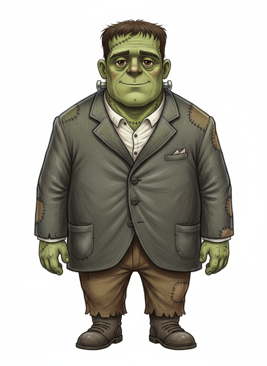 Victor the Friendly Monster - Full Colored Illustration