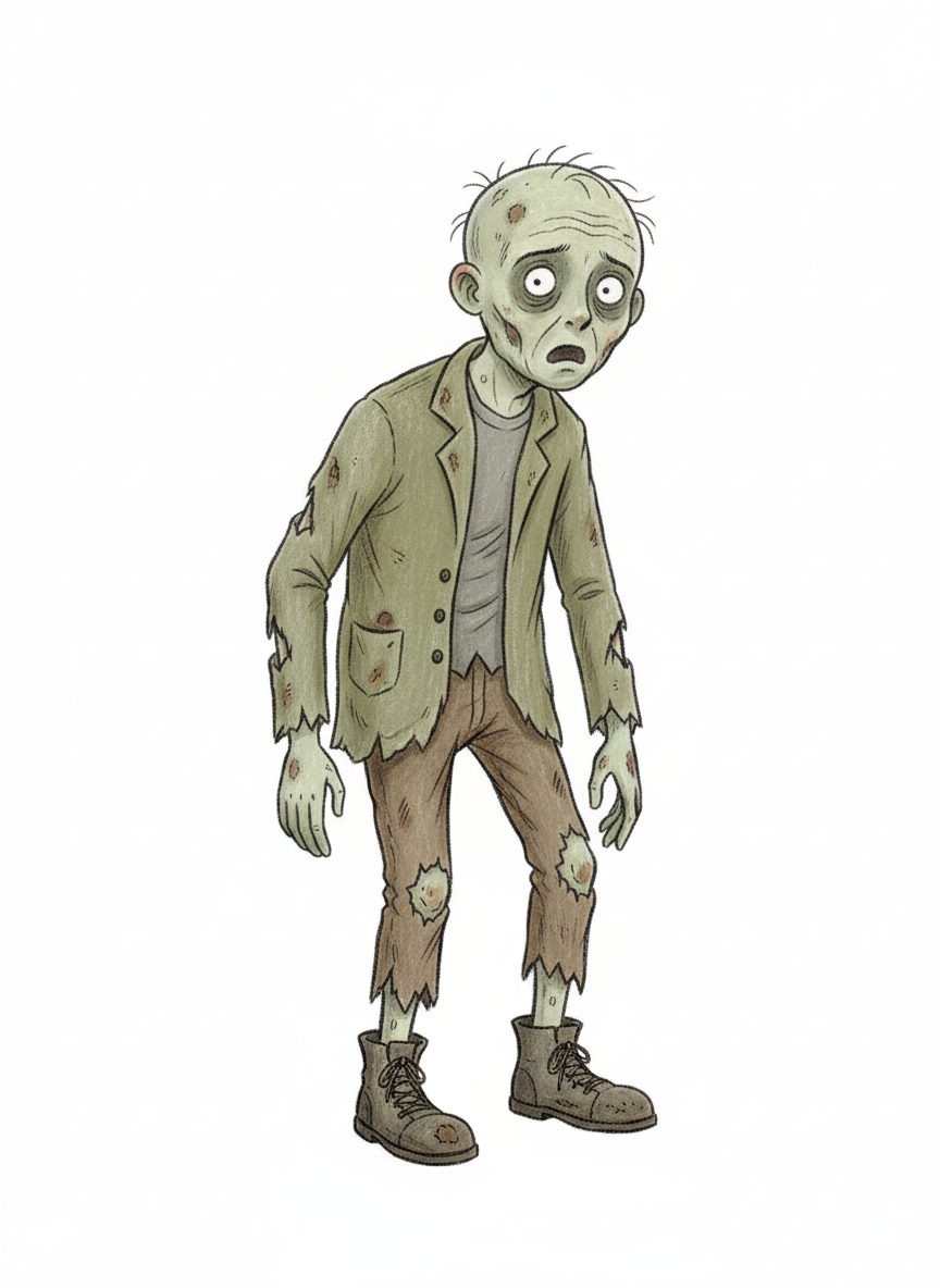 Shamble the Zombie - Full Colored Illustration