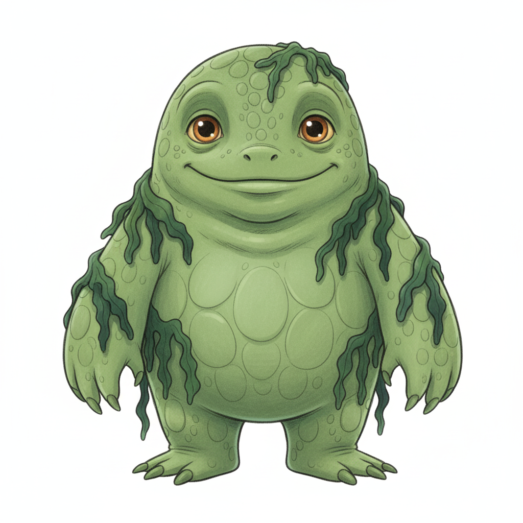 Greenie the Swamp Monster - Full Colored Illustration