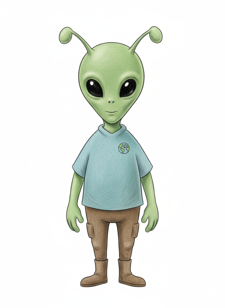 Zorg the Alien Explorer - Full Colored Illustration