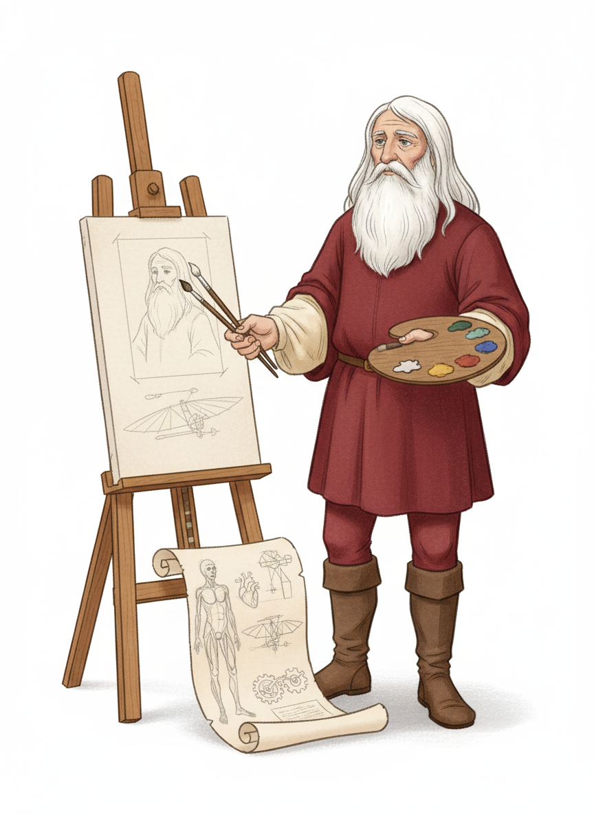 Leonardo the Renaissance Artist - Full Colored Illustration