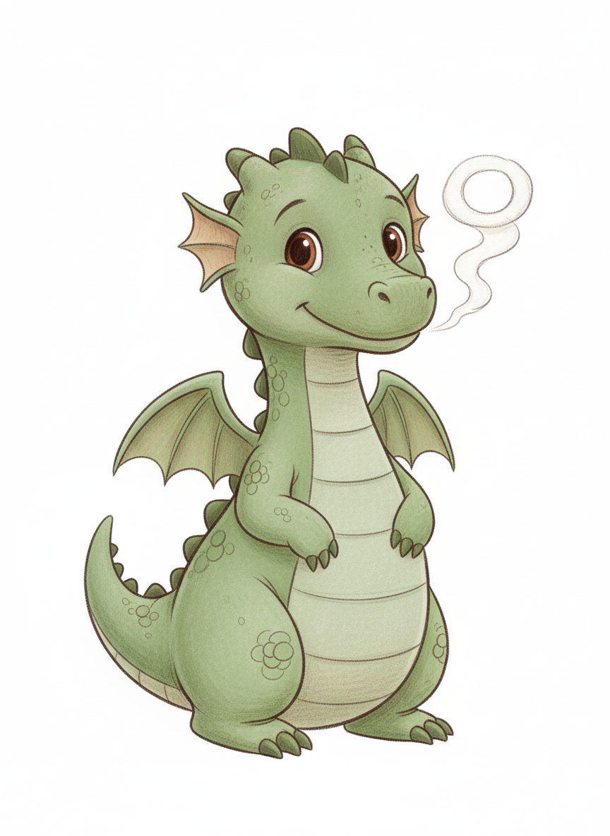Puff the Friendly Dragon - Full Colored Illustration