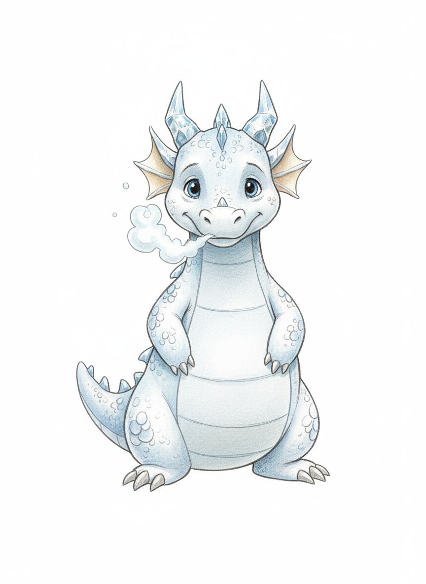 Frostbite the Ice Dragon - Full Colored Illustration
