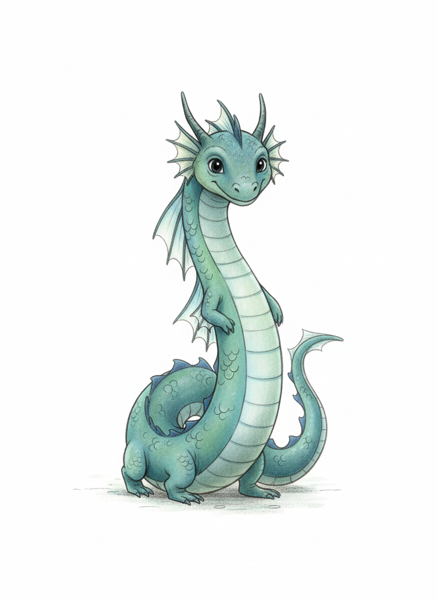 Splash the Water Dragon - Full Colored Illustration
