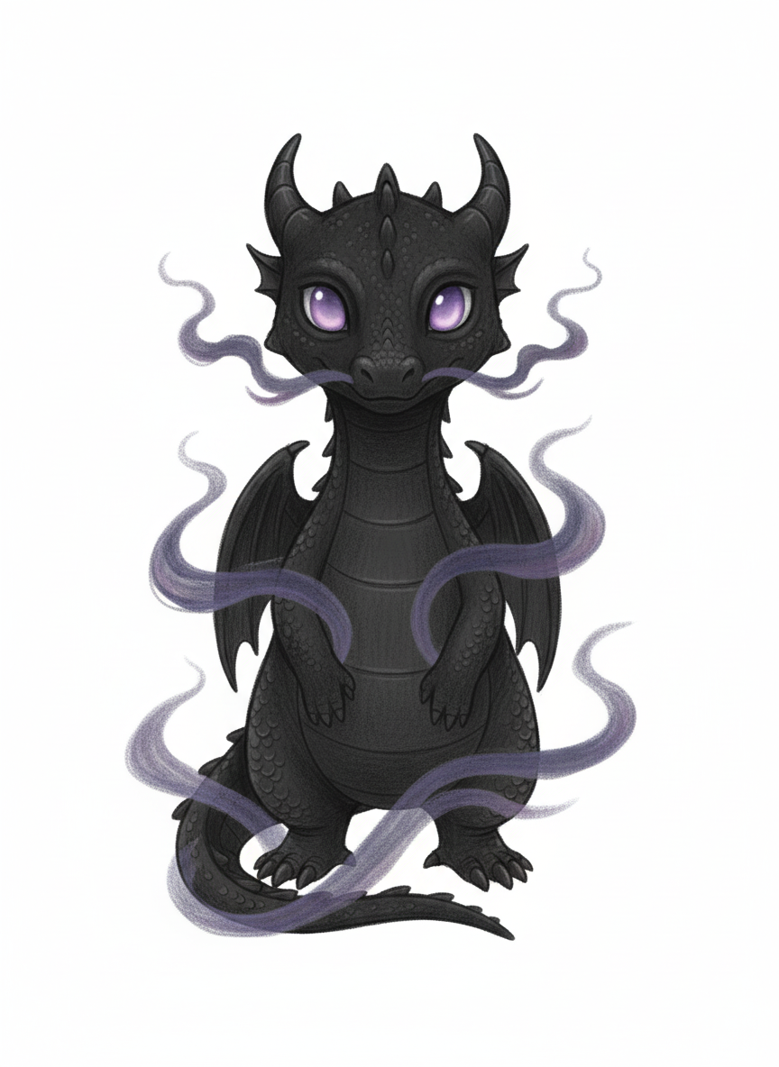 Shadow the Night Dragon - Full Colored Illustration