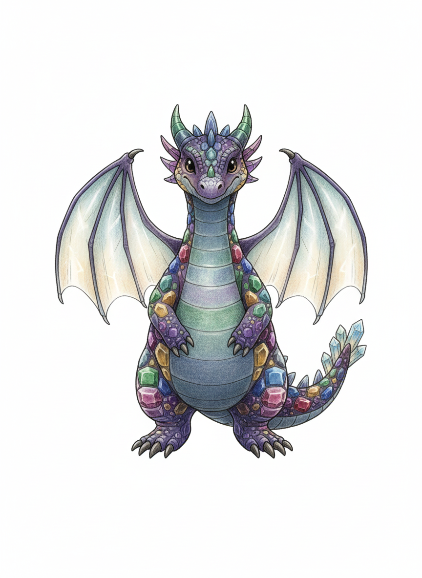 Gemstone the Crystal Dragon - Full Colored Illustration