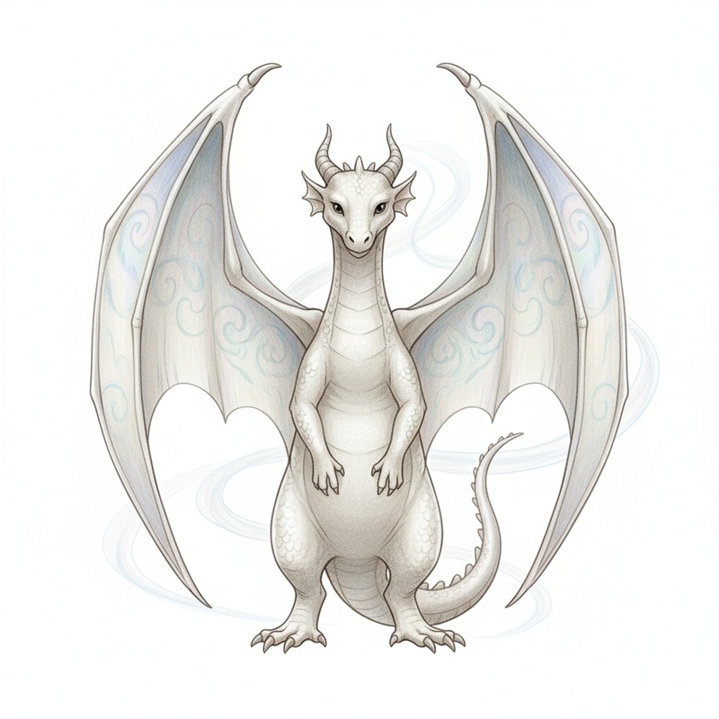 Zephyr the Wind Dragon in Gentle Pencil - Full Colored Illustration