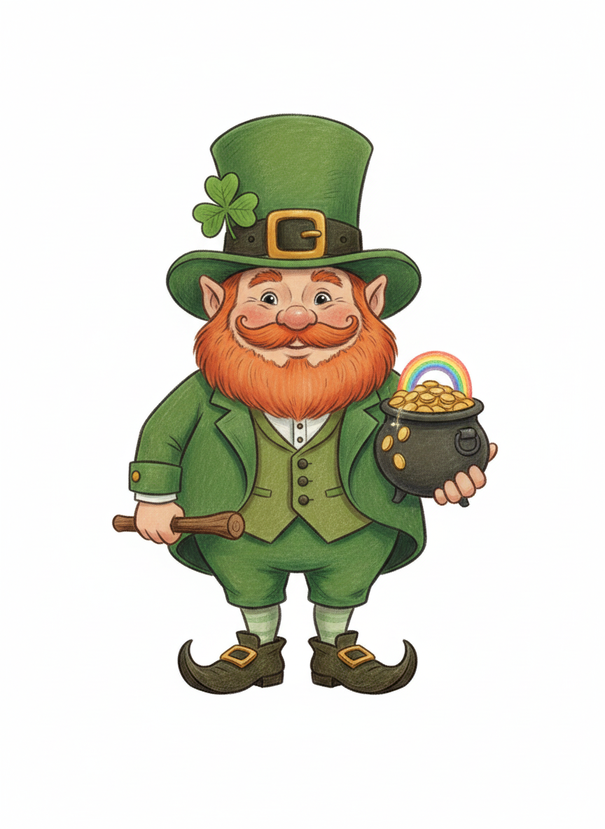 Lucky the Leprechaun - Full Colored Illustration
