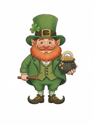 Lucky the Leprechaun in Gentle Pencil - Full Colored Illustration
