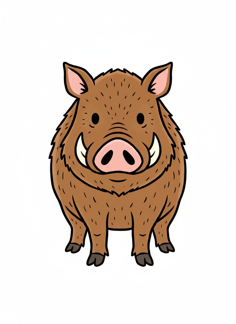 Snuffle the Wild Boar in Classic Coloring Book - Full Colored Illustration