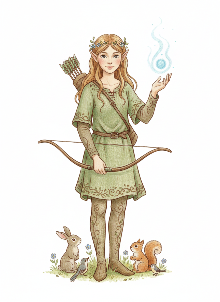 Willow the Wood Elf - Full Colored Illustration