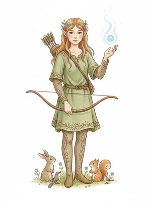 Willow the Wood Elf in Gentle Pencil - Full Colored Illustration