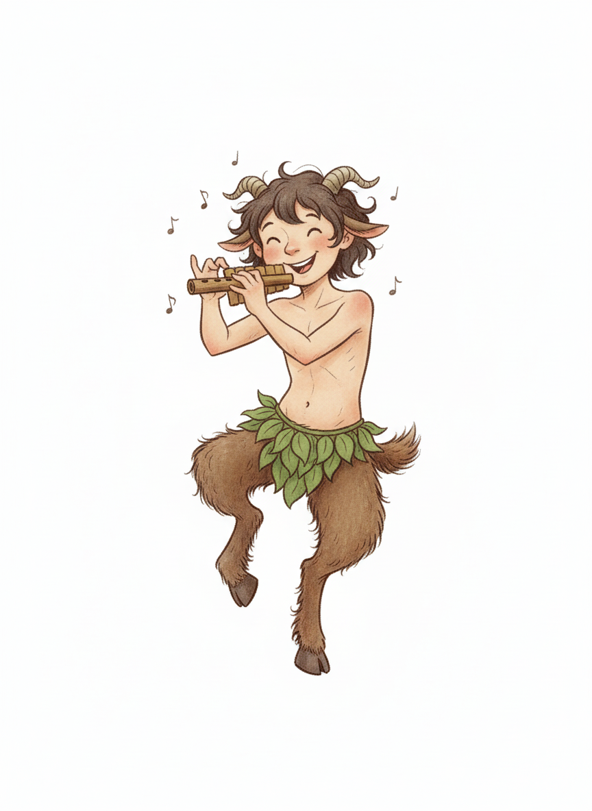 Pan the Playful Satyr - Full Colored Illustration