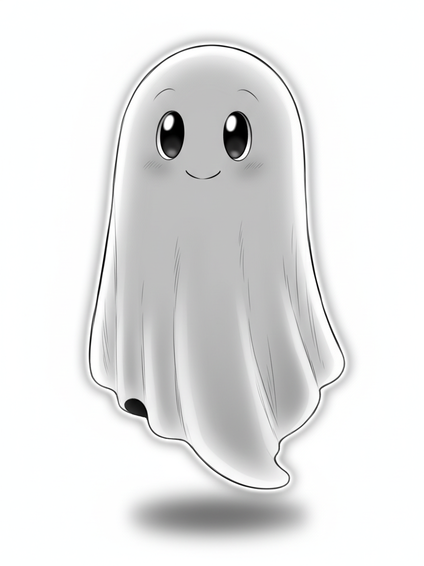 Casper the Friendly Ghost - Black & White Illustration