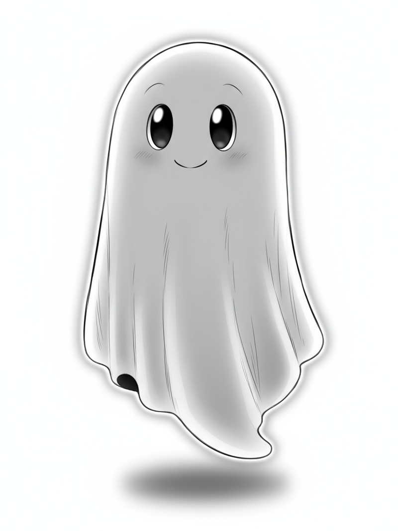 Casper the Friendly Ghost in Webtoon Anime - Black & White Illustration