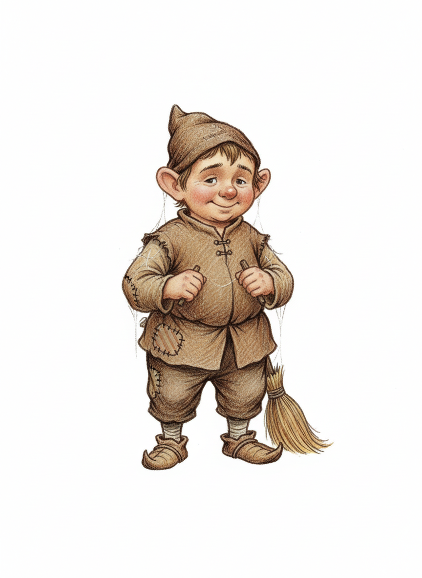 Cobweb the Brownie - Full Colored Illustration