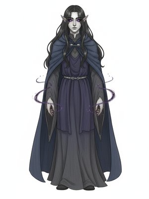 Thorn the Dark Elf in Gentle Pencil - Full Colored Illustration