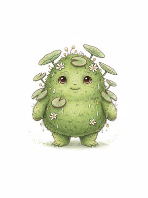 Mossy the Swamp Sprite in Gentle Pencil - Full Colored Illustration