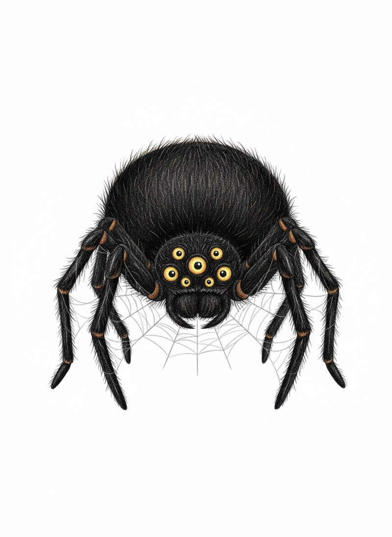 Creepy the Scary Spider in Gentle Pencil - Full Colored Illustration