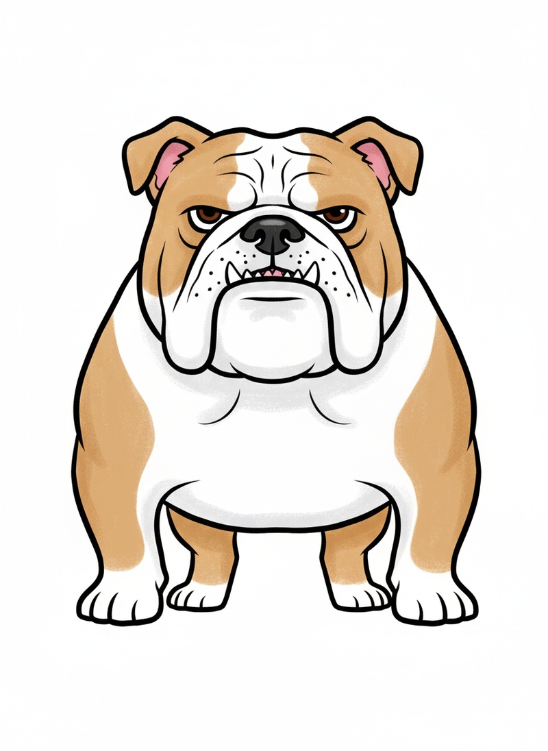 Spike the Tough Bulldog in Classic Coloring Book - Full Colored Illustration