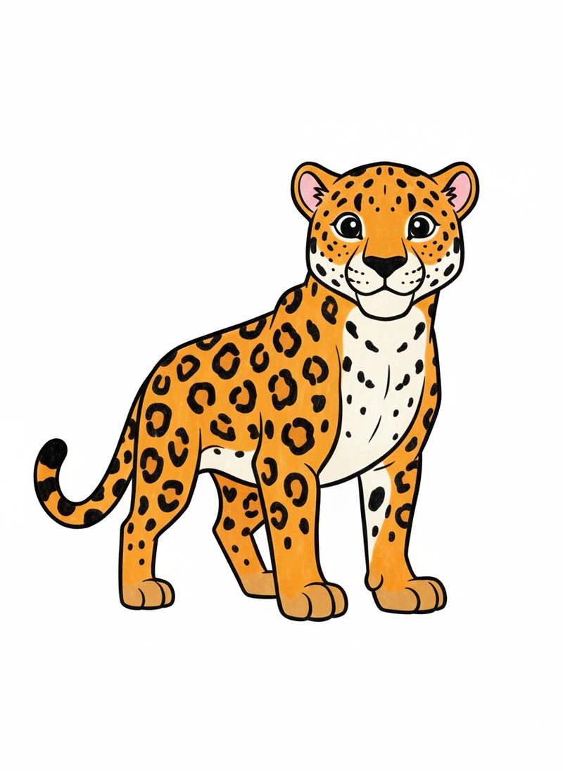 Pounce the Jaguar in Classic Coloring Book - Full Colored Illustration