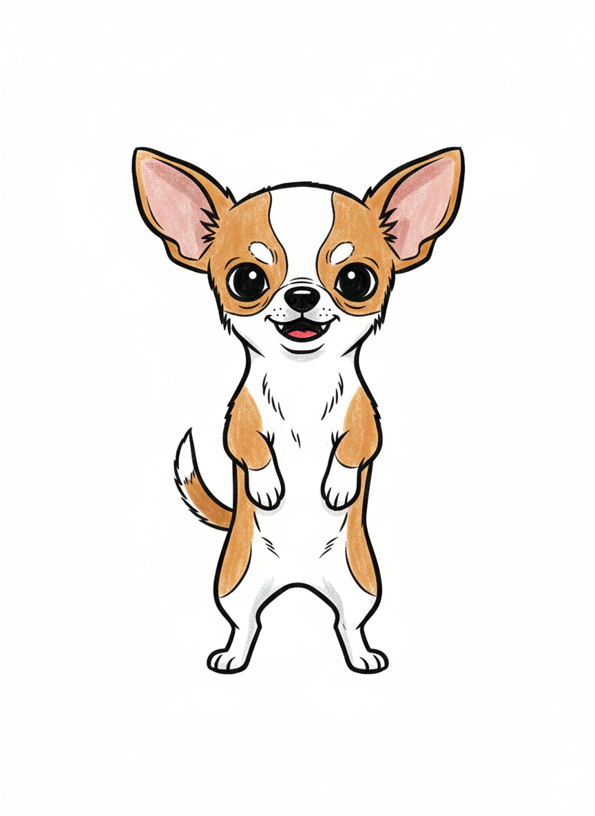 Tiny the Brave Chihuahua - Full Colored Illustration