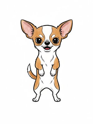 Tiny the Brave Chihuahua in Classic Coloring Book - Full Colored Illustration