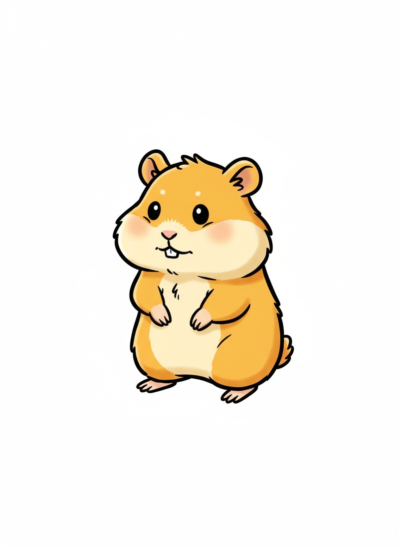 Nibbles the Shy Hamster in Classic Coloring Book - Full Colored Illustration