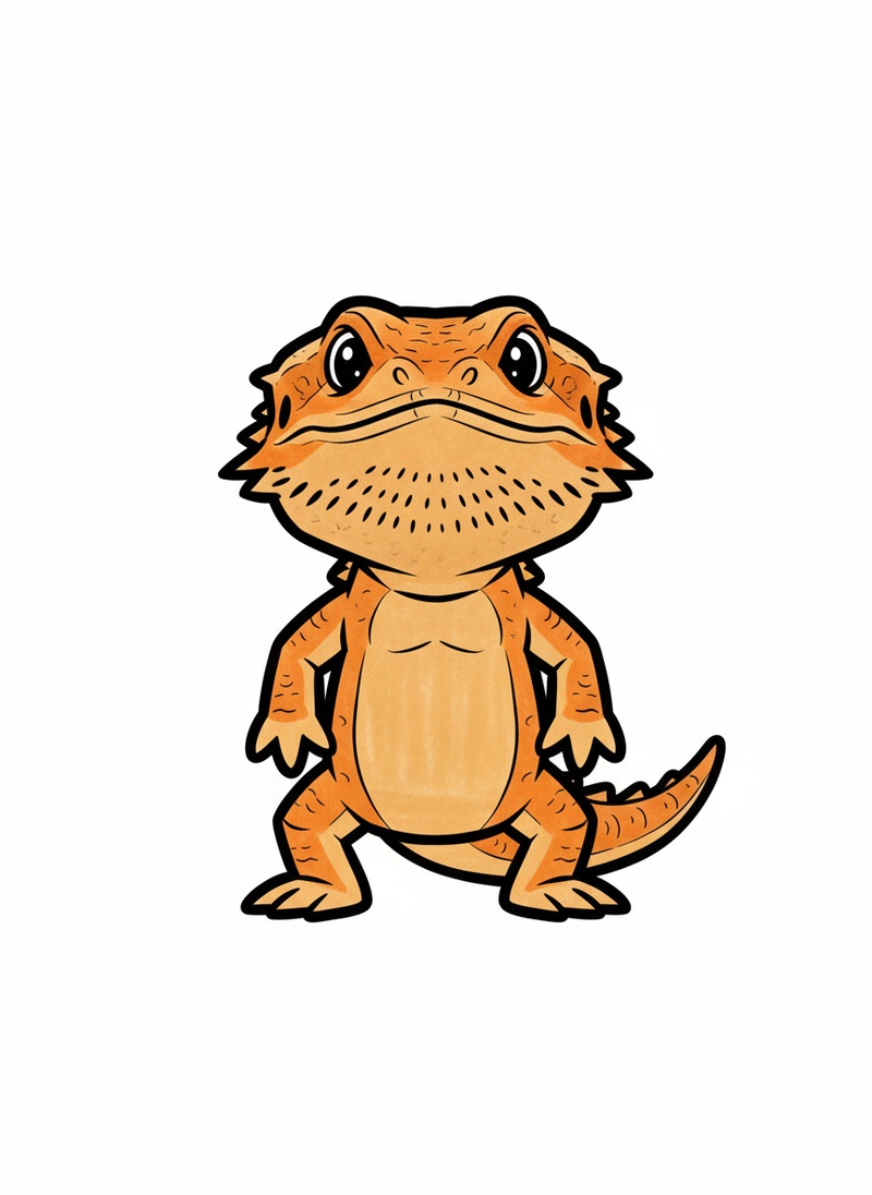 Rex the Bearded Dragon in Classic Coloring Book - Full Colored Illustration