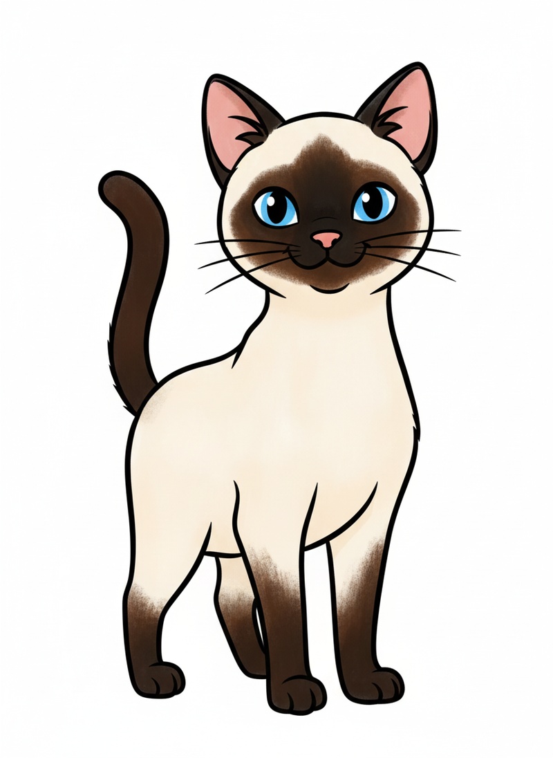 Cleo the Regal Siamese in Classic Coloring Book - Full Colored Illustration