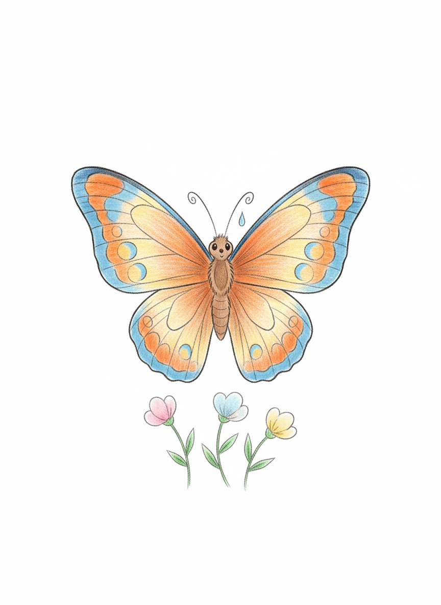 Flutter the Butterfly - Full Colored Illustration