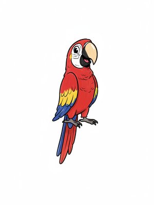 Captain the Chatty Parrot in Classic Coloring Book